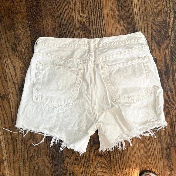 Agolde White Frayed Hem High-Rise Denim Shorts - Picture 2 of 2